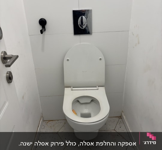 אסלה עם ידית הדחה בחדר שירותים קטן